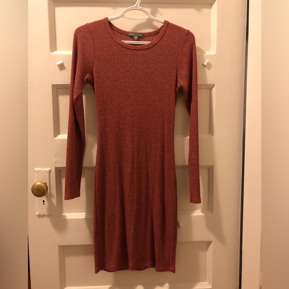 Burnt Orange Longsleeve Bodycon Dress - Picture 1 of 1